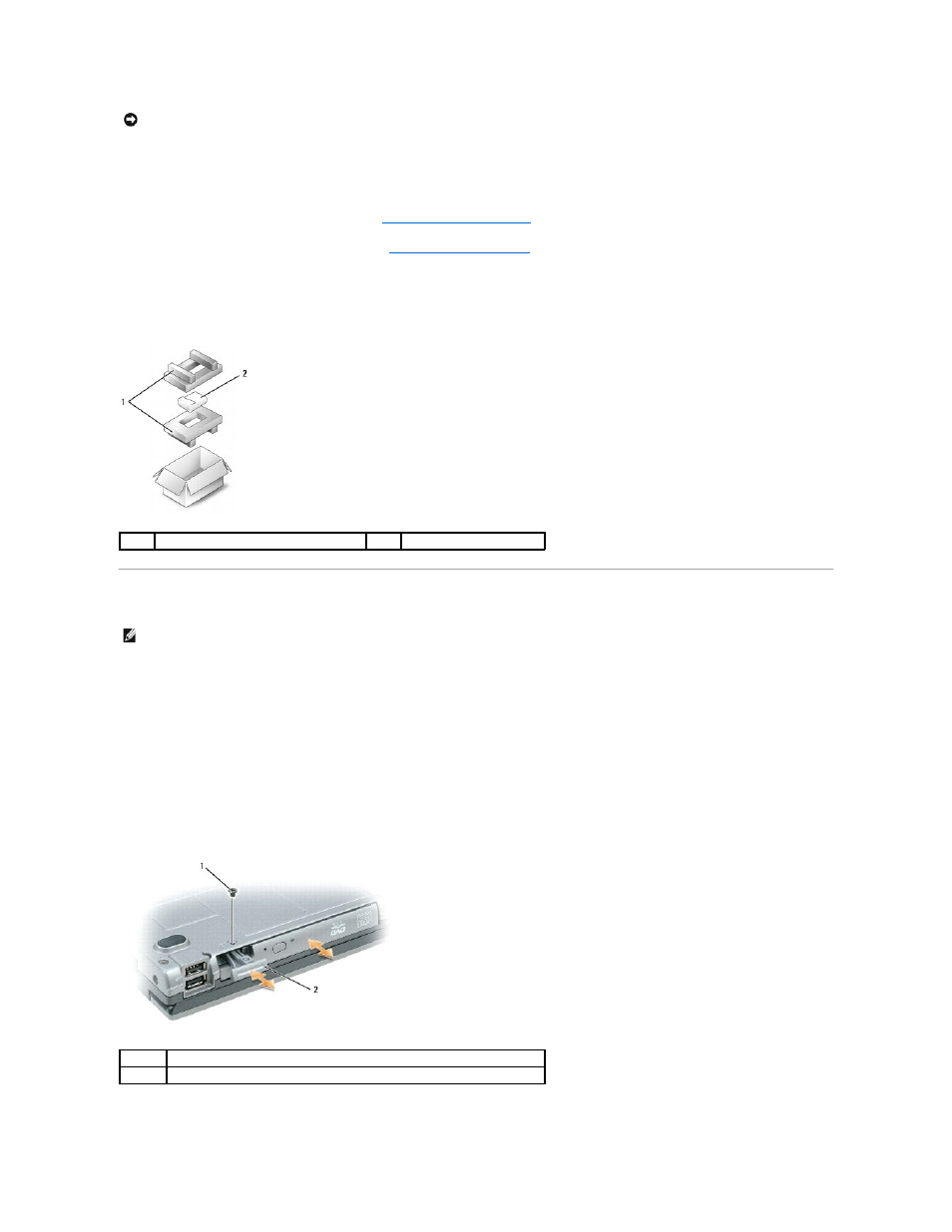 Media bay, Returning a hard drive to dell, Removing the device security screw | Dell Precision M65 User Manual | Page 56 / 100