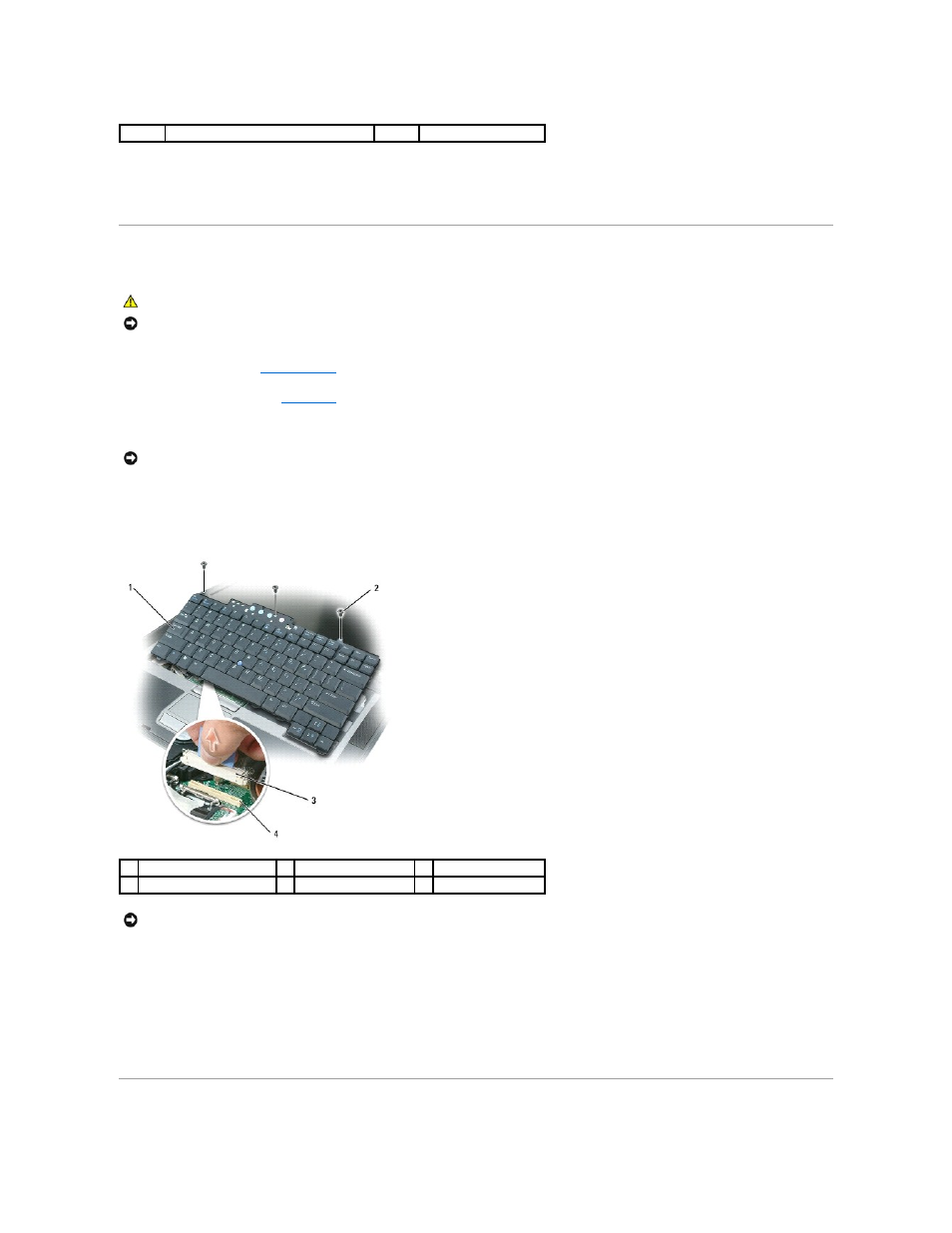 Keyboard, Memory | Dell Precision M65 User Manual | Page 58 / 100