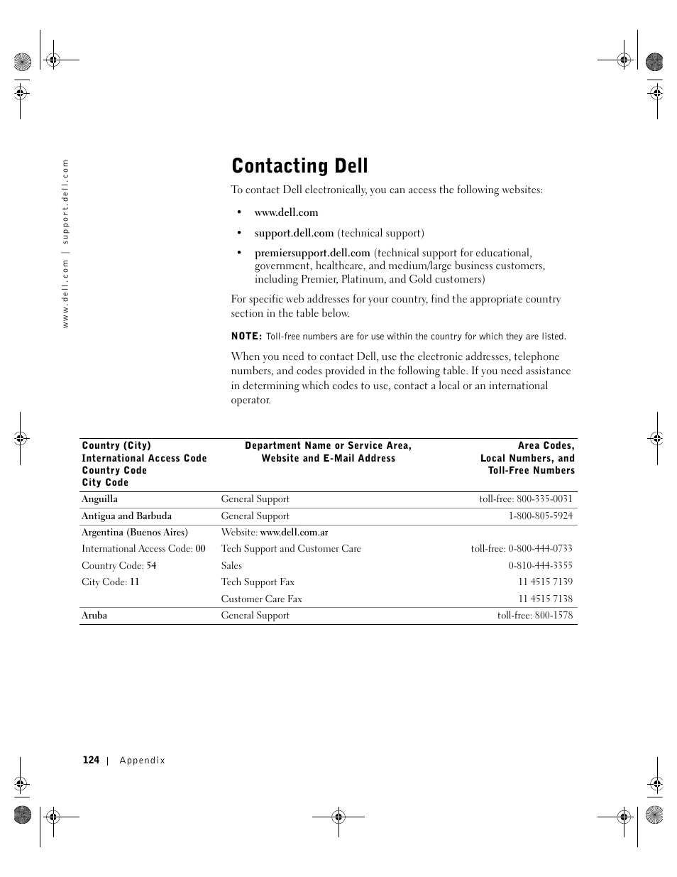 Contacting dell | Dell Inspiron 8200 User Manual | Page 124 / 162