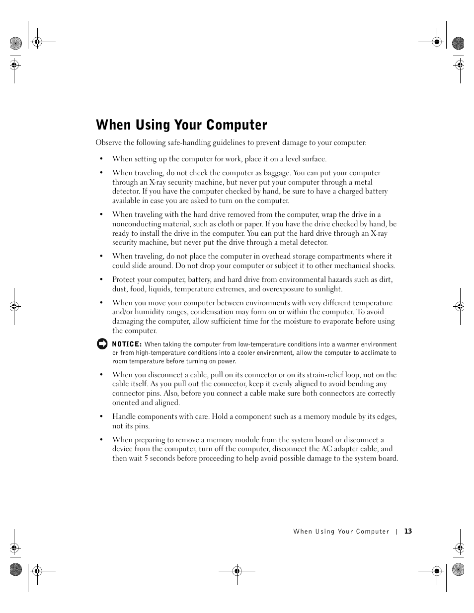 When using your computer | Dell Inspiron 8200 User Manual | Page 13 / 162