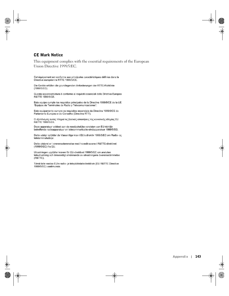 Ce mark notice | Dell Inspiron 8200 User Manual | Page 143 / 162