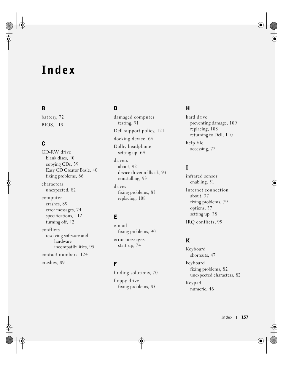 Index, I n d ex | Dell Inspiron 8200 User Manual | Page 157 / 162