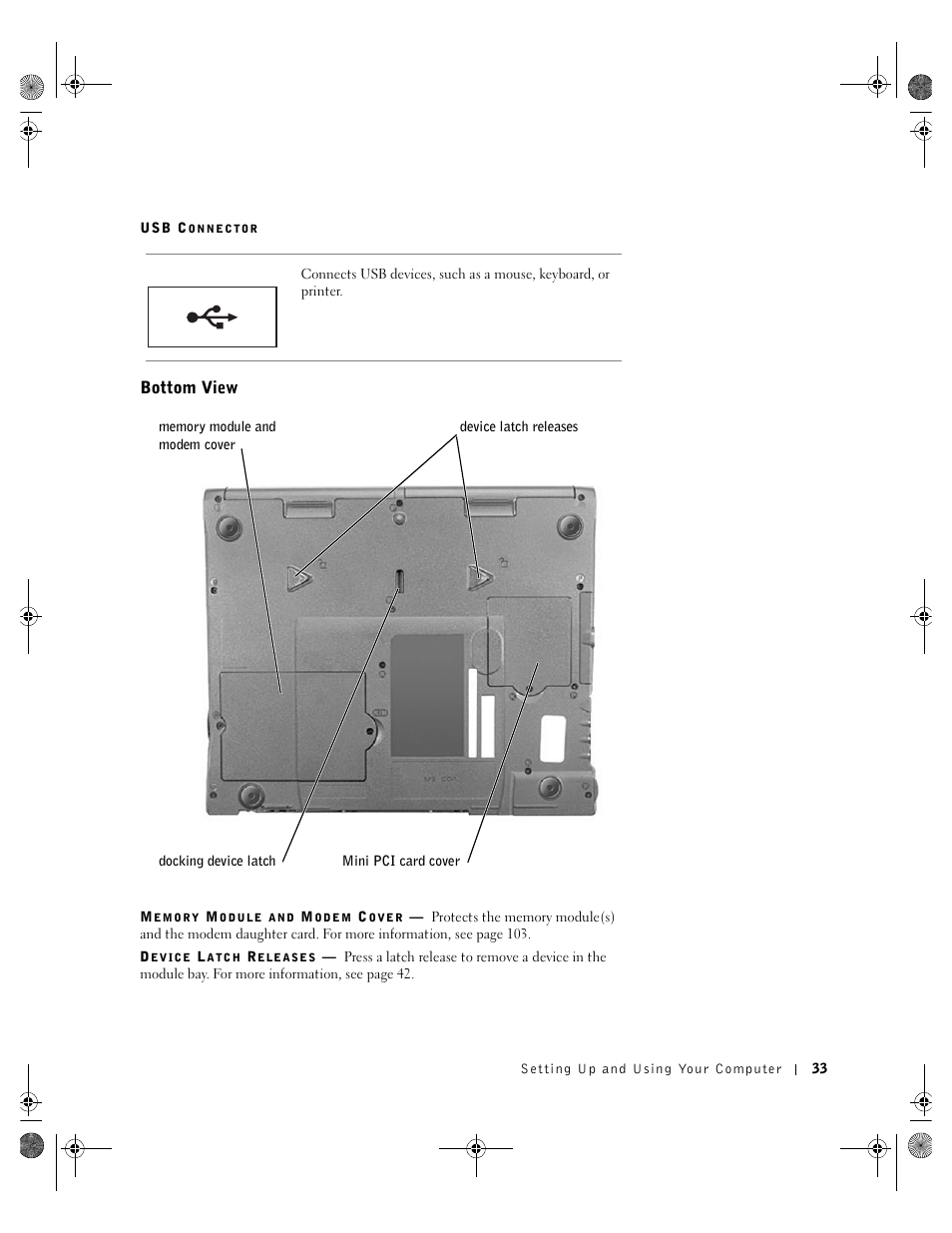 Bottom view | Dell Inspiron 8200 User Manual | Page 33 / 162
