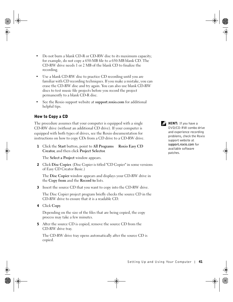 How to copy a cd | Dell Inspiron 8200 User Manual | Page 41 / 162