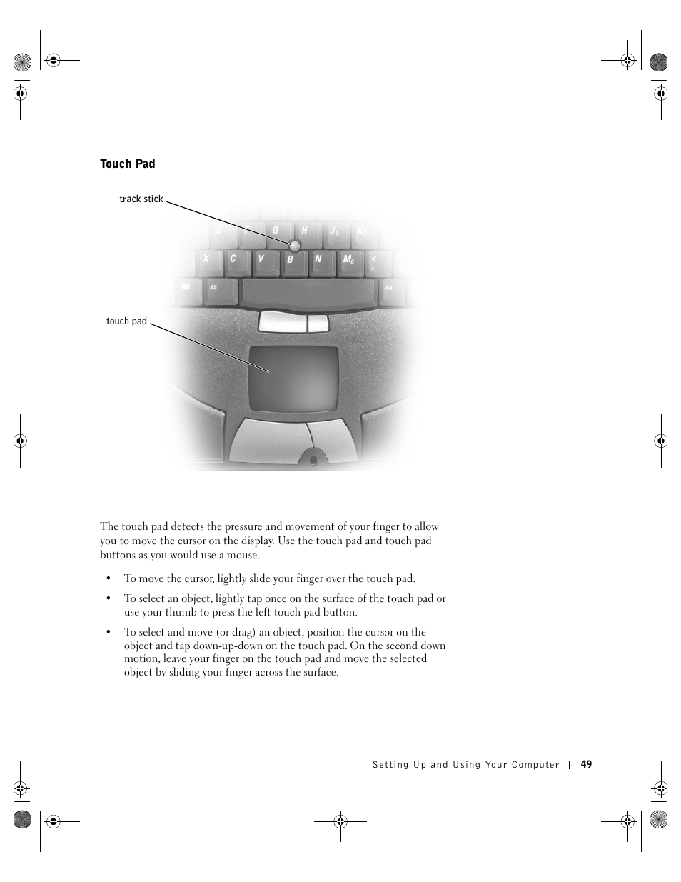 Touch pad | Dell Inspiron 8200 User Manual | Page 49 / 162