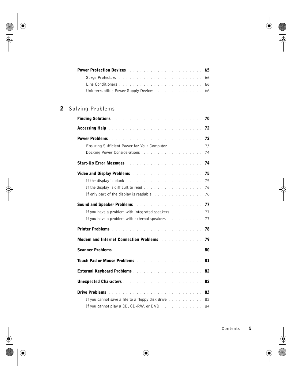 2 solving problems | Dell Inspiron 8200 User Manual | Page 5 / 162