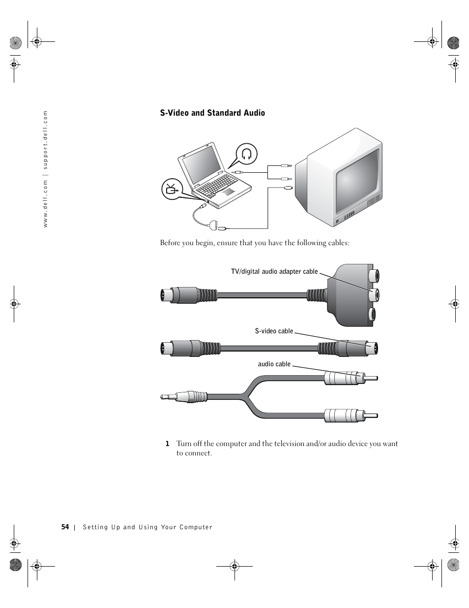 S-video and standard audio | Dell Inspiron 8200 User Manual | Page 54 / 162