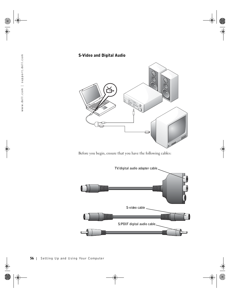 S-video and digital audio | Dell Inspiron 8200 User Manual | Page 56 / 162