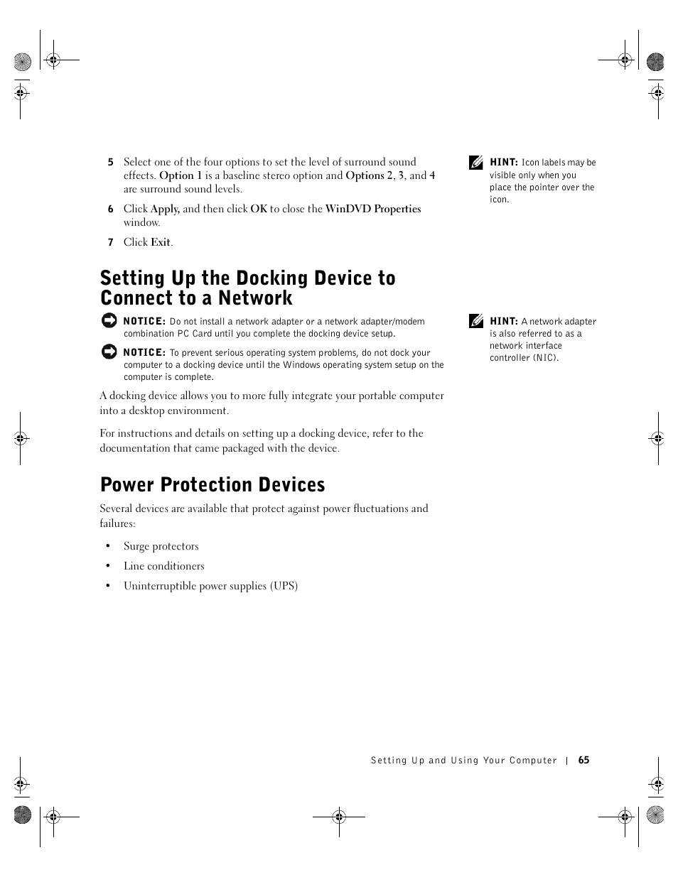 Power protection devices | Dell Inspiron 8200 User Manual | Page 65 / 162