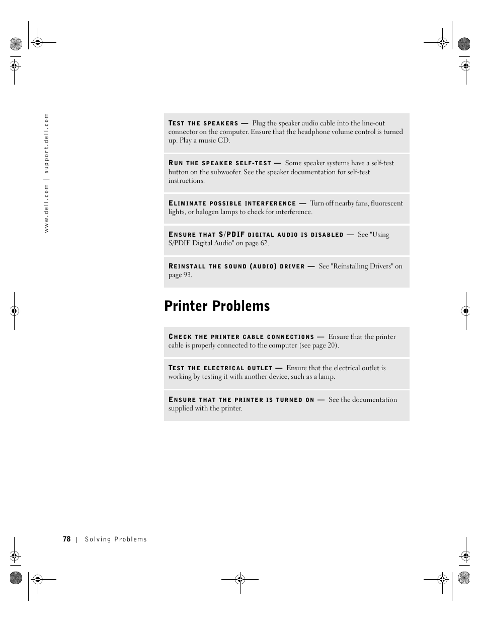 Printer problems | Dell Inspiron 8200 User Manual | Page 78 / 162