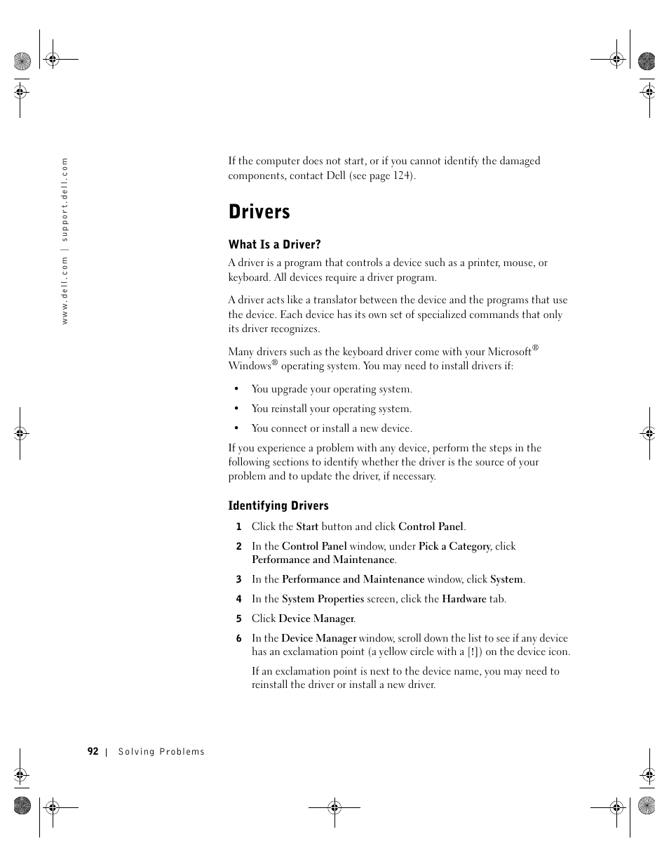 Drivers, What is a driver, Identifying drivers | Dell Inspiron 8200 User Manual | Page 92 / 162