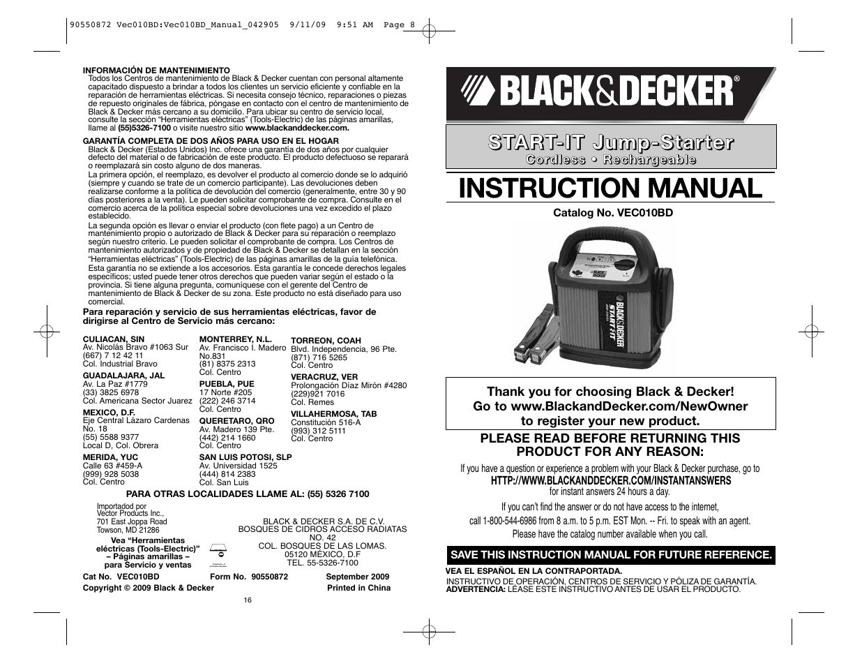 Black & Decker Start-It 90550872 User Manual | 10 pages