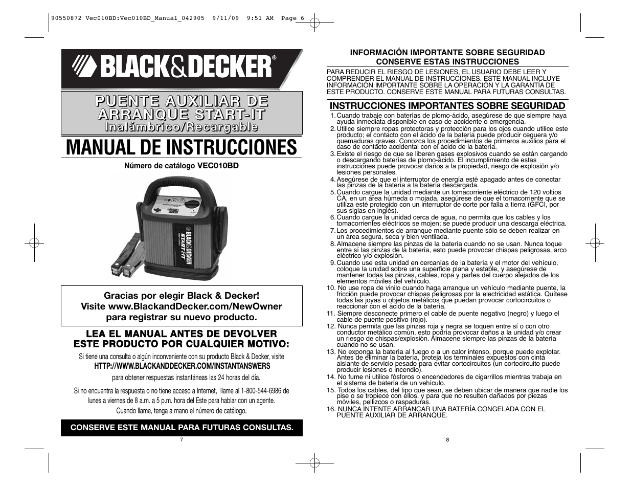 Manual de instrucciones | Black & Decker Start-It 90550872 User Manual | Page 6 / 10