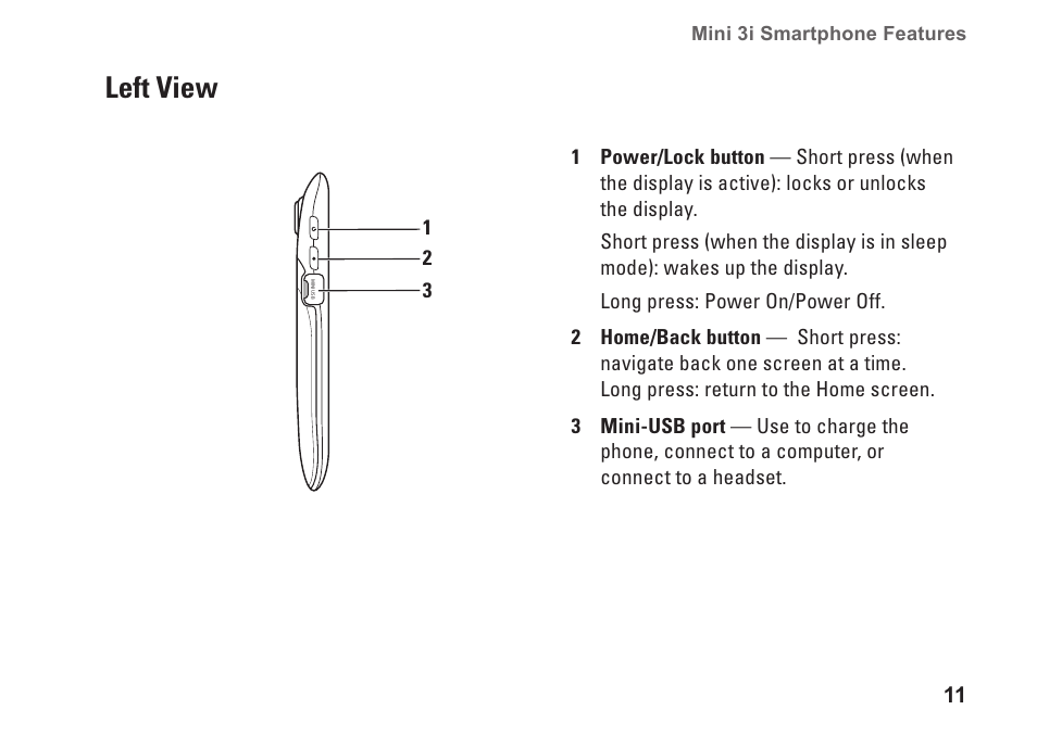 Left view | Dell Mini3 User Manual | Page 13 / 26