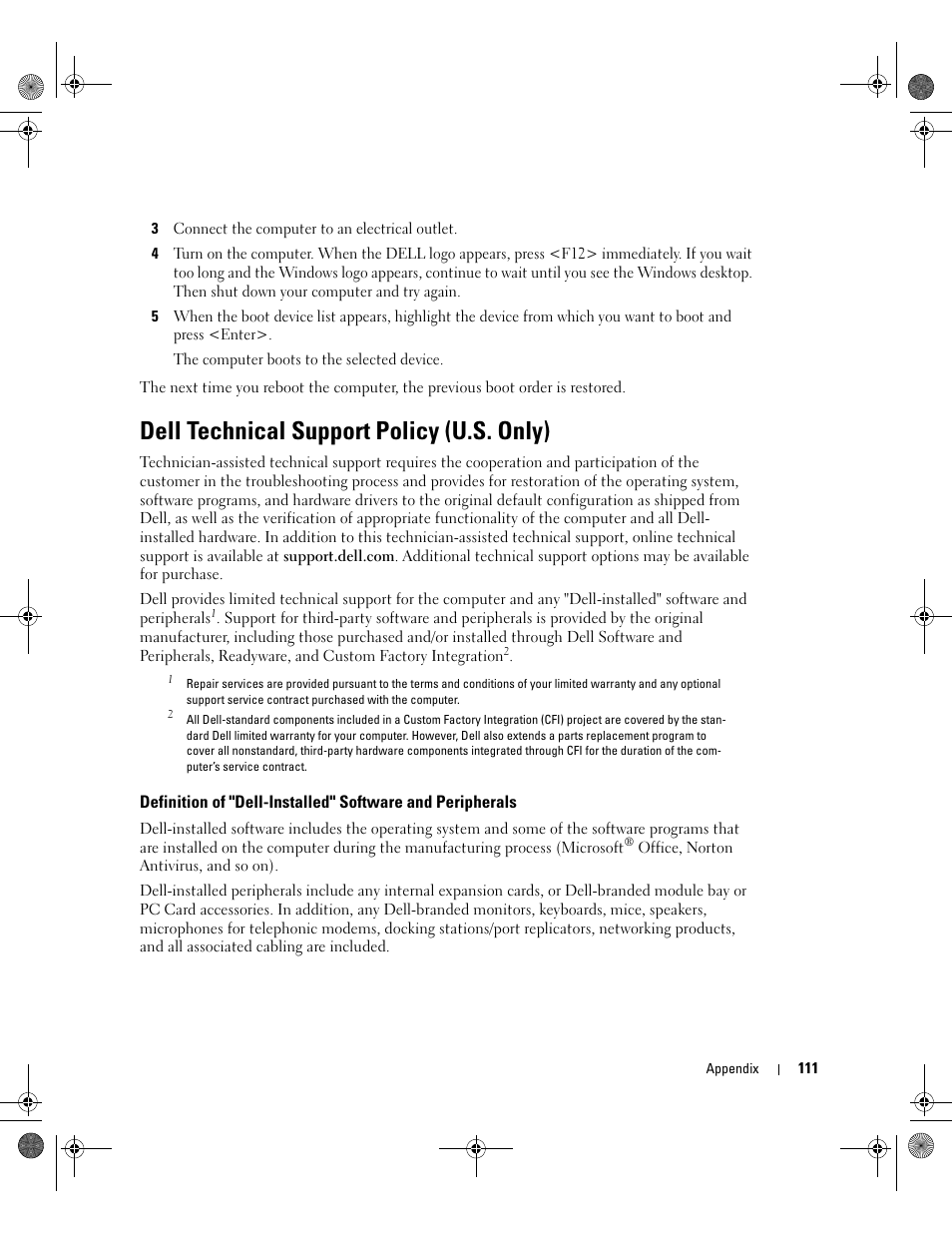 Dell technical support policy (u.s. only) | Dell Inspiron XPS Gen 2 User Manual | Page 111 / 134