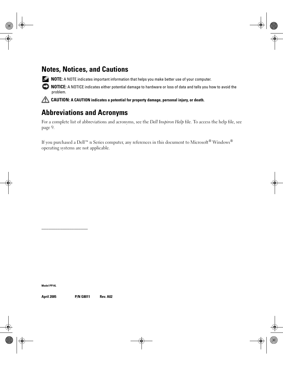 Abbreviations and acronyms | Dell Inspiron XPS Gen 2 User Manual | Page 2 / 134