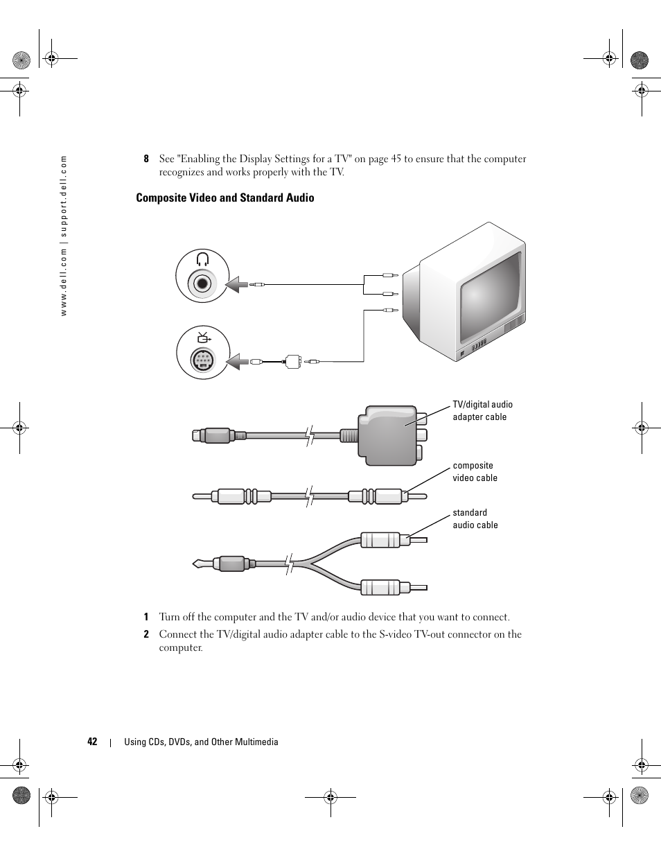 Composite video and standard audio | Dell Inspiron XPS Gen 2 User Manual | Page 42 / 134