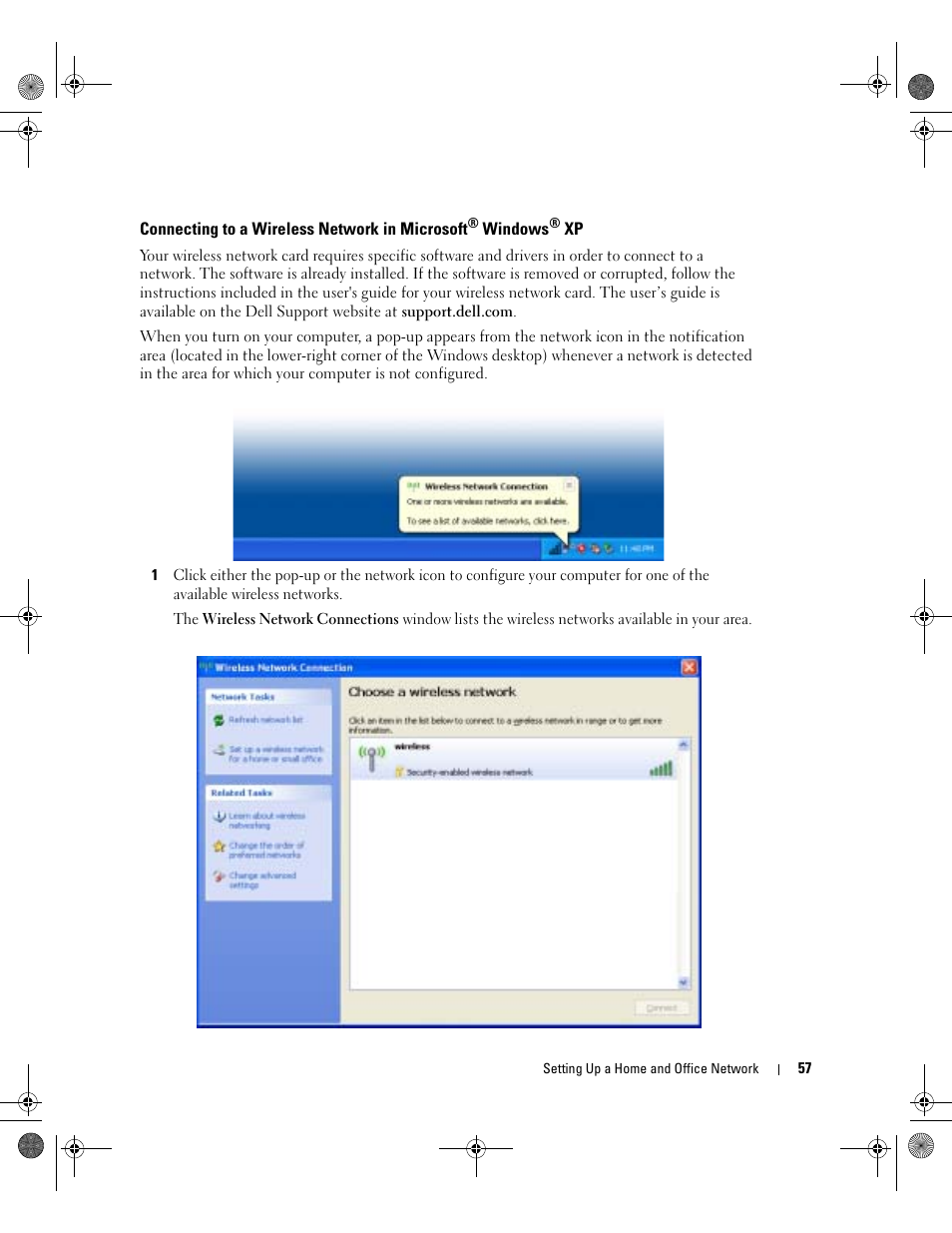 Connecting to a wireless network in microsoft | Dell Inspiron XPS Gen 2 User Manual | Page 57 / 134