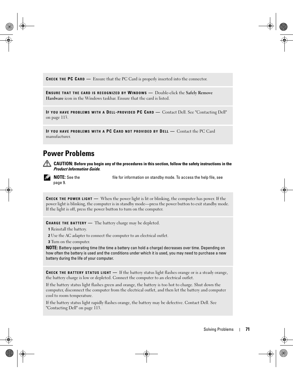 Power problems | Dell Inspiron XPS Gen 2 User Manual | Page 71 / 134