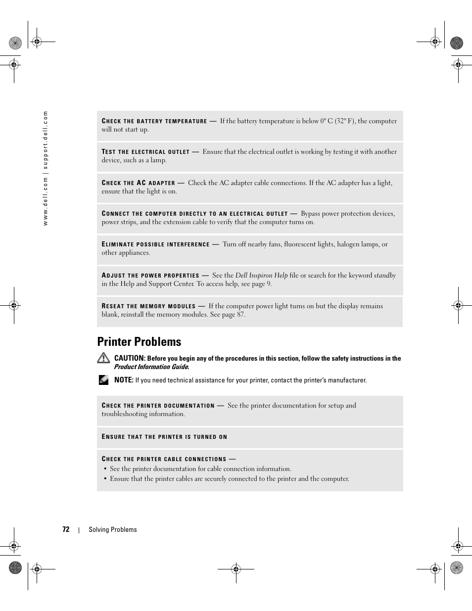 Printer problems | Dell Inspiron XPS Gen 2 User Manual | Page 72 / 134