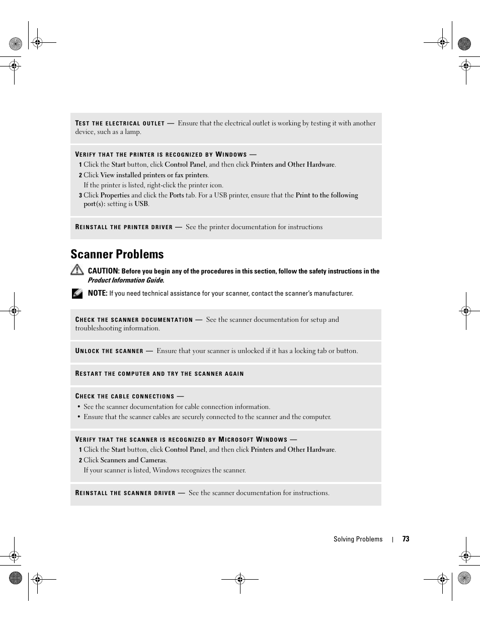 Scanner problems | Dell Inspiron XPS Gen 2 User Manual | Page 73 / 134