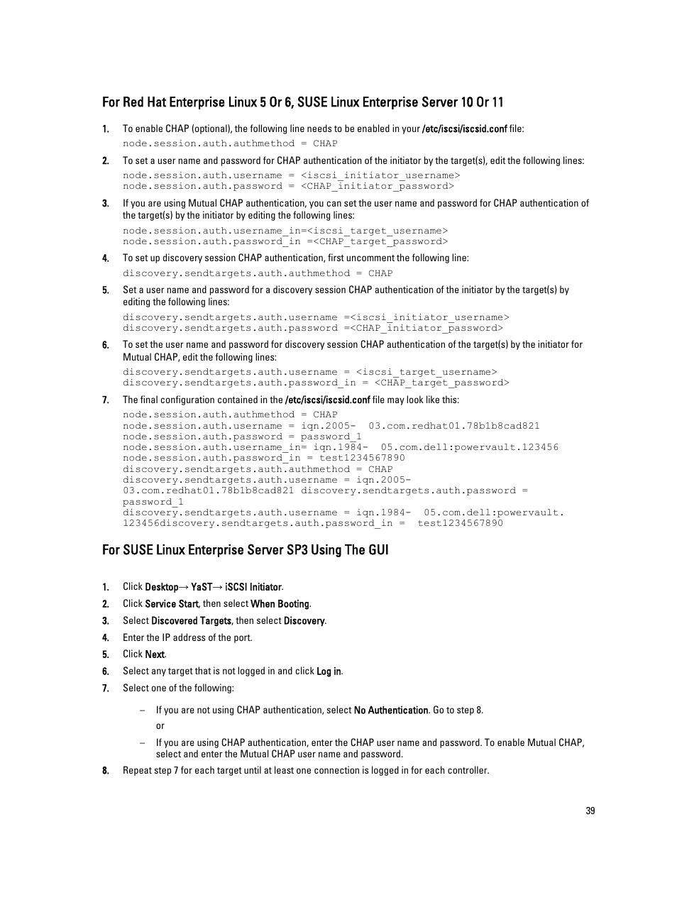 For suse linux enterprise server sp3 using the gui | Dell PowerVault MD3260i User Manual | Page 39 / 55