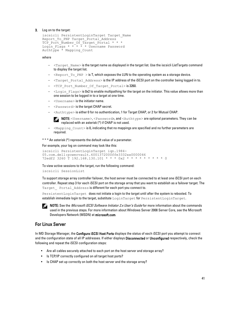 For linux server | Dell PowerVault MD3260i User Manual | Page 41 / 55