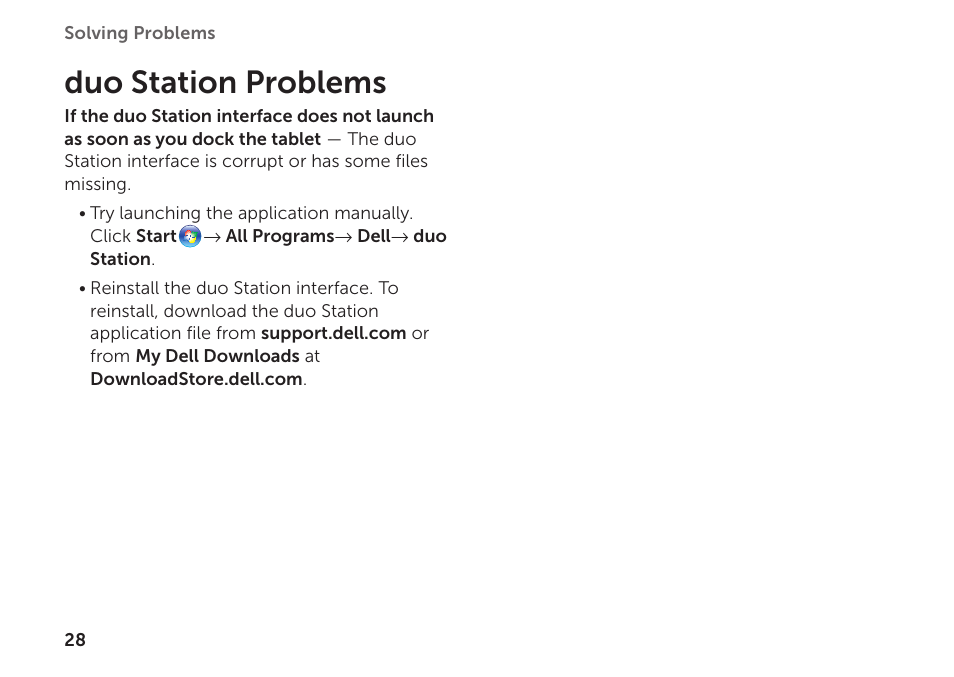 Duo station problems | Dell Inspiron Mini Duo (1090, Late 2010) User Manual | Page 30 / 34