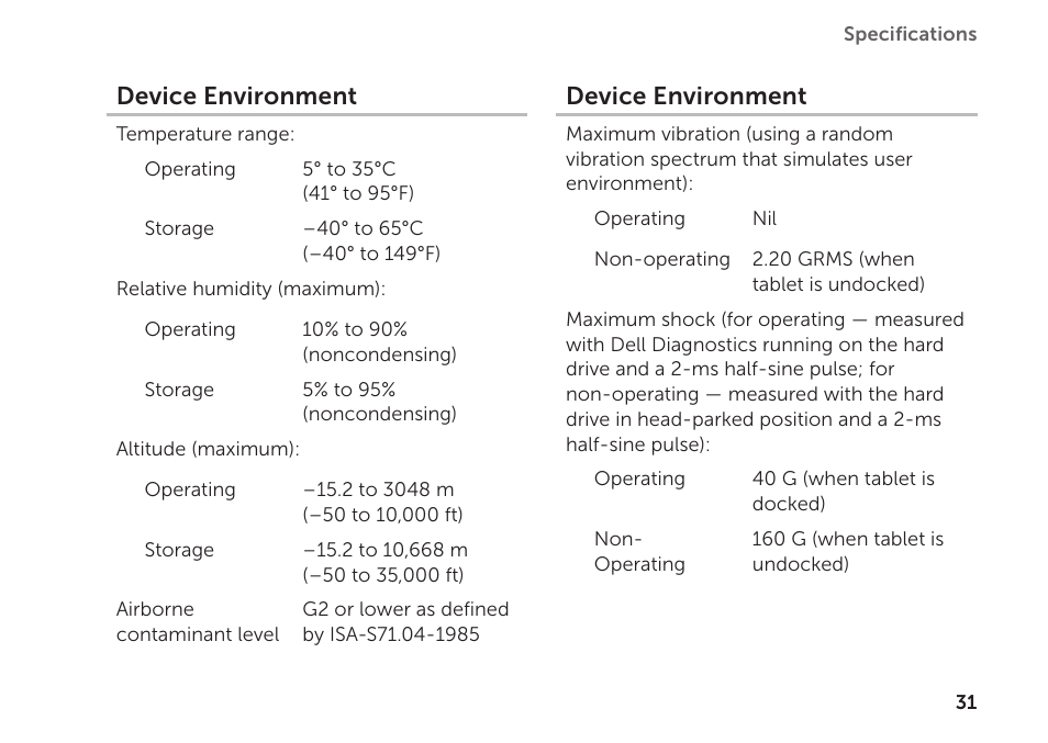 Device environment | Dell Inspiron Mini Duo (1090, Late 2010) User Manual | Page 33 / 34