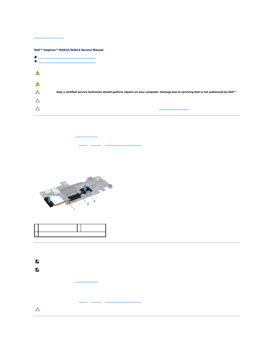 Processor heat sink assembly, Removing the processor heat sink assembly, Replacing the processor heat sink assembly | Dell Inspiron 13z (N301z, Mid 2010) User Manual | Page 17 / 52