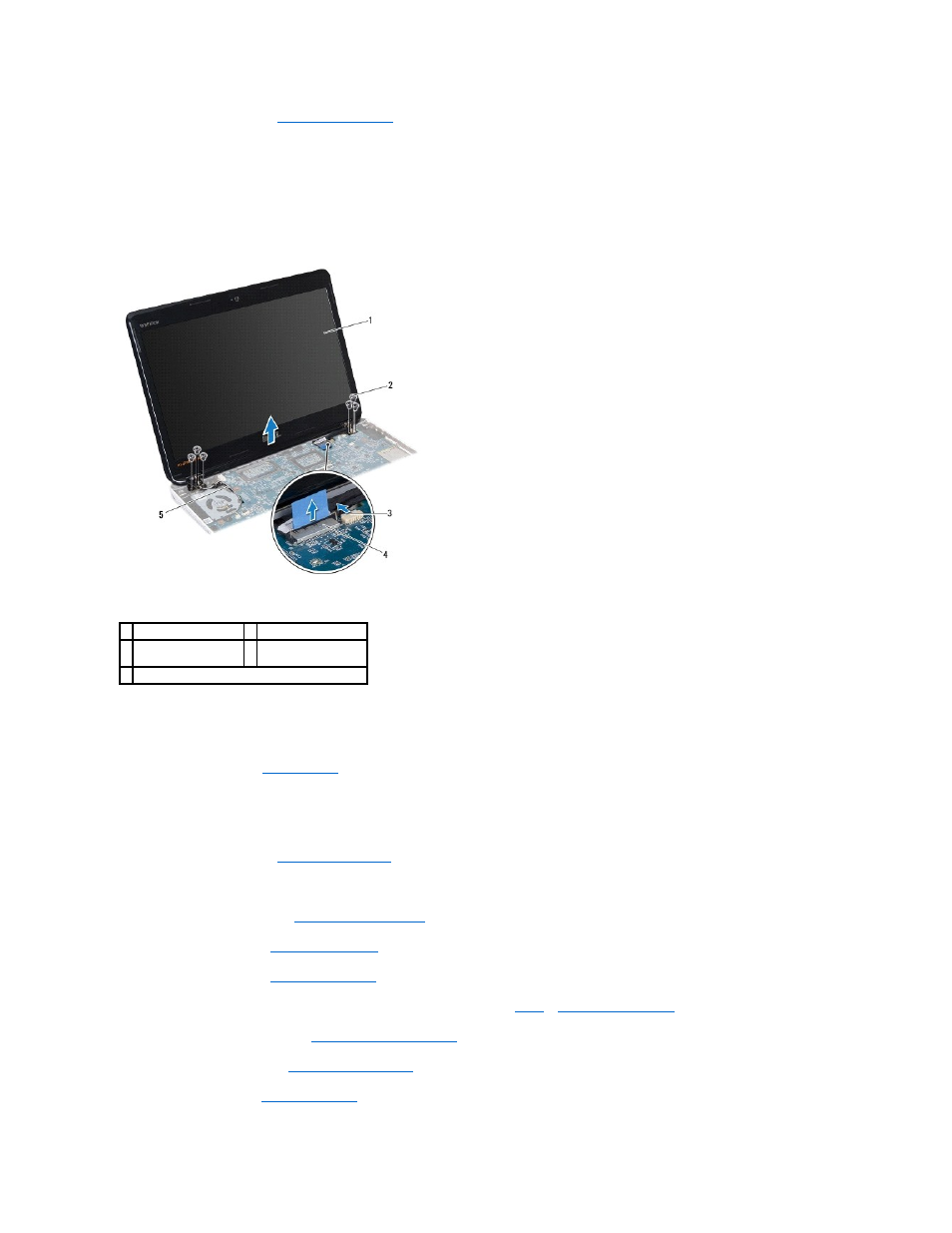 Replacing the display assembly | Dell Inspiron 13z (N301z, Mid 2010) User Manual | Page 21 / 52