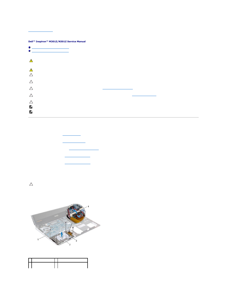 Hard drive assembly, Removing the hard drive assembly | Dell Inspiron 13z (N301z, Mid 2010) User Manual | Page 27 / 52