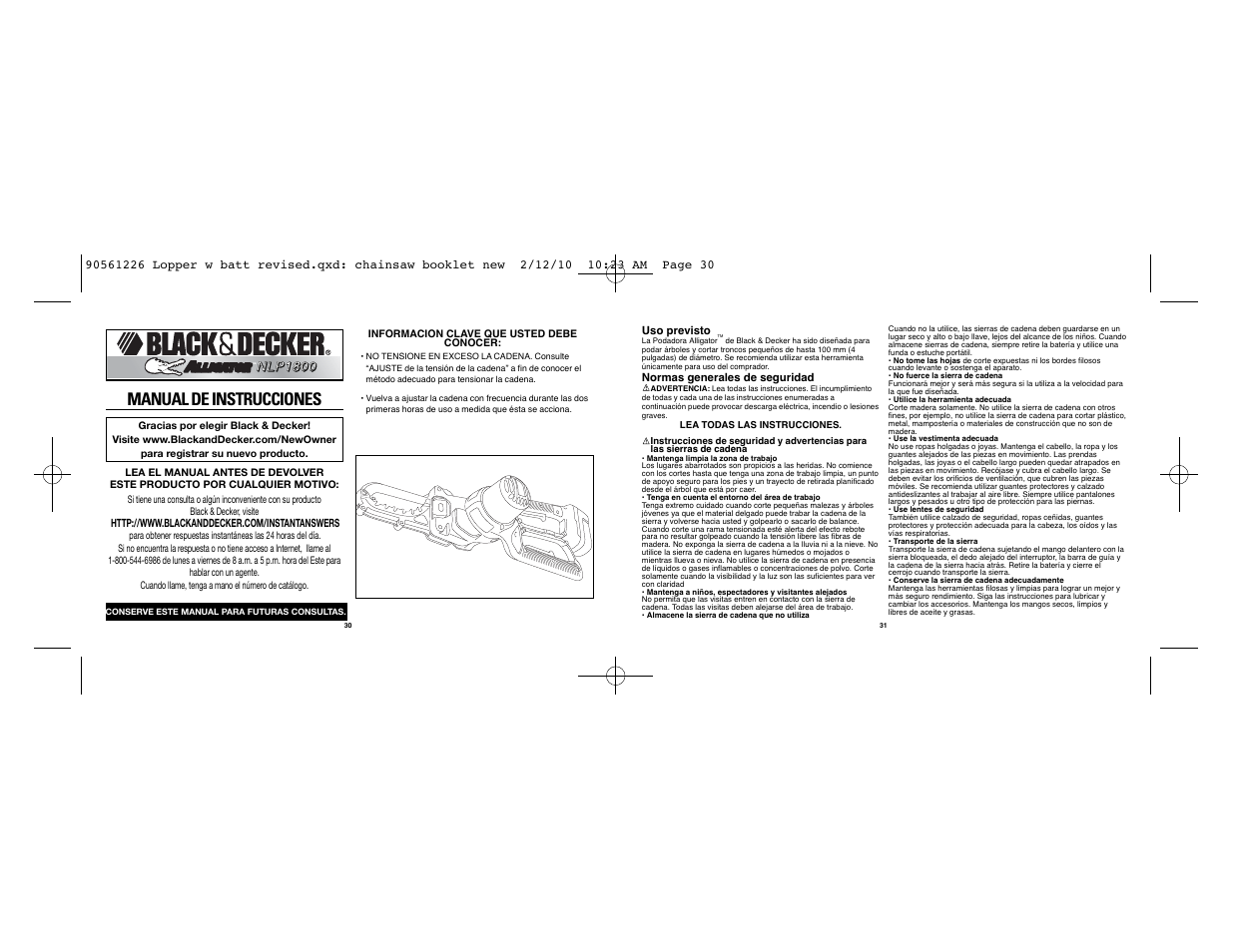 Manual de instrucciones | Black & Decker Alligator NLP1800 User Manual | Page 16 / 24