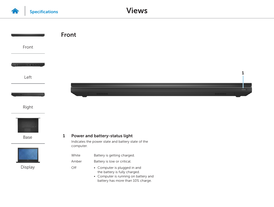 Views, Front | Dell Inspiron 14 (3443, Early 2015) User Manual | Page 2 / 22