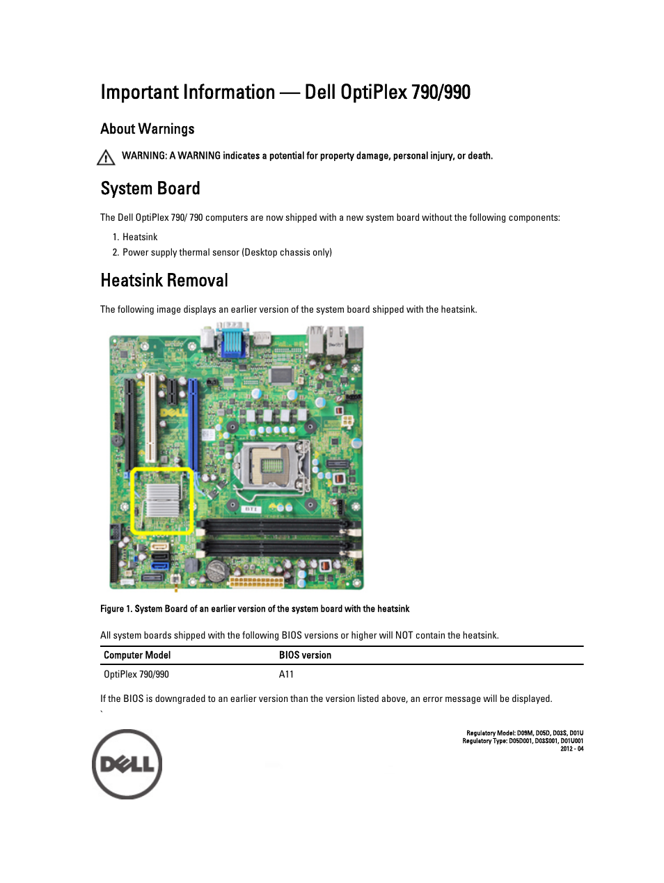 Dell OptiPlex 990 (Early 2011) User Manual | 3 pages