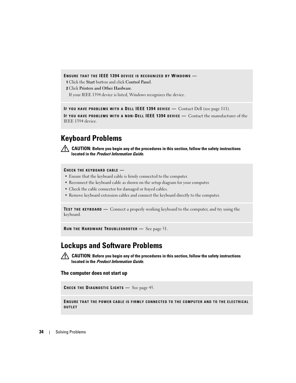 Keyboard problems, Lockups and software problems, The computer does not start up | Was running when the message appear, Phone and modem options, Click properties, Nternet, Ensure that you have subscribed to an, Use these characters in filenames | Dell XPS 200 User Manual | Page 34 / 132