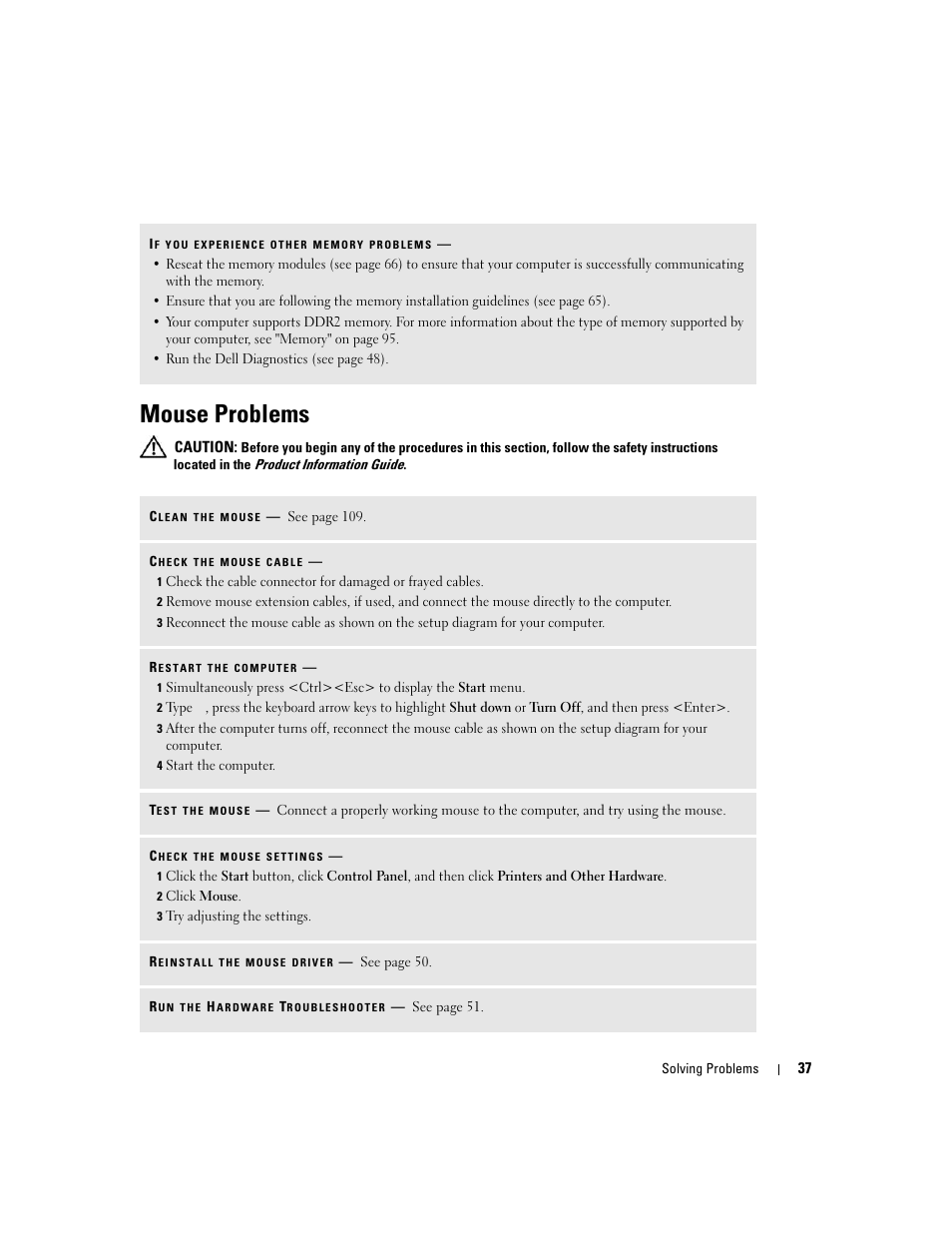 Mouse problems | Dell XPS 200 User Manual | Page 37 / 132