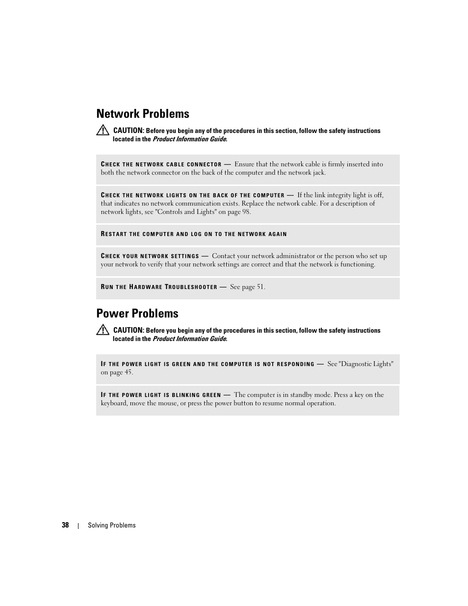 Network problems, Power problems, Nel, and then click | Dell XPS 200 User Manual | Page 38 / 132