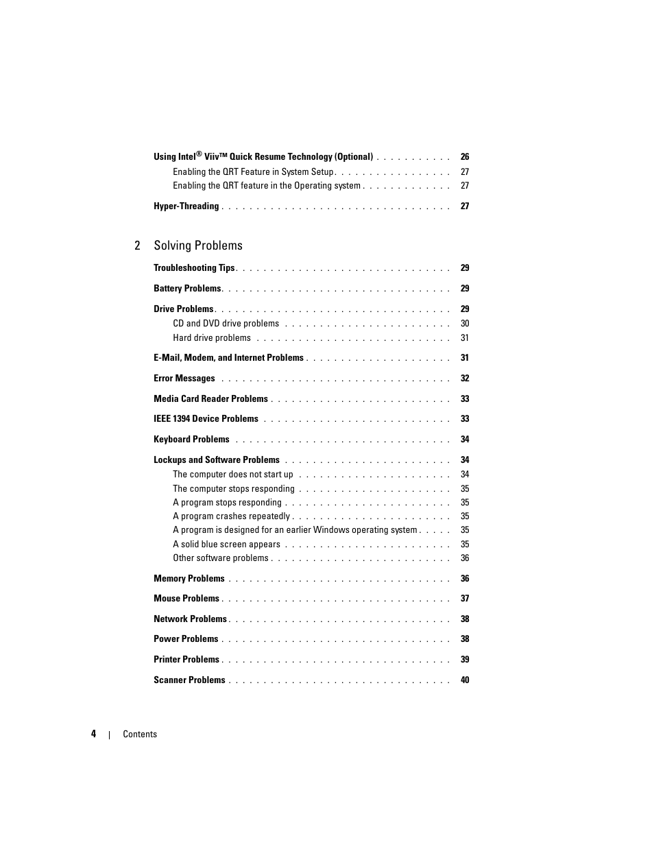 2solving problems | Dell XPS 200 User Manual | Page 4 / 132