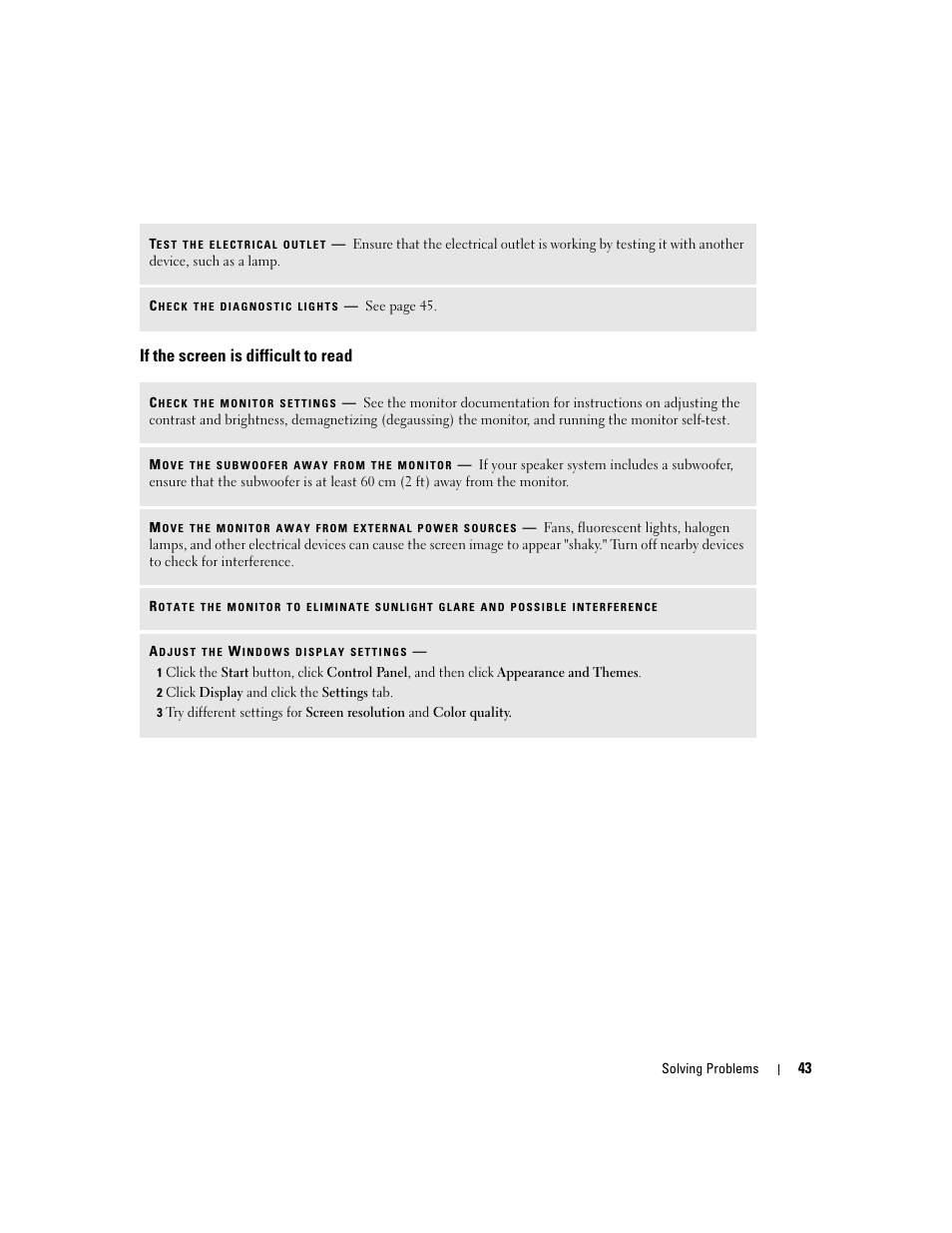 If the screen is difficult to read | Dell XPS 200 User Manual | Page 43 / 132