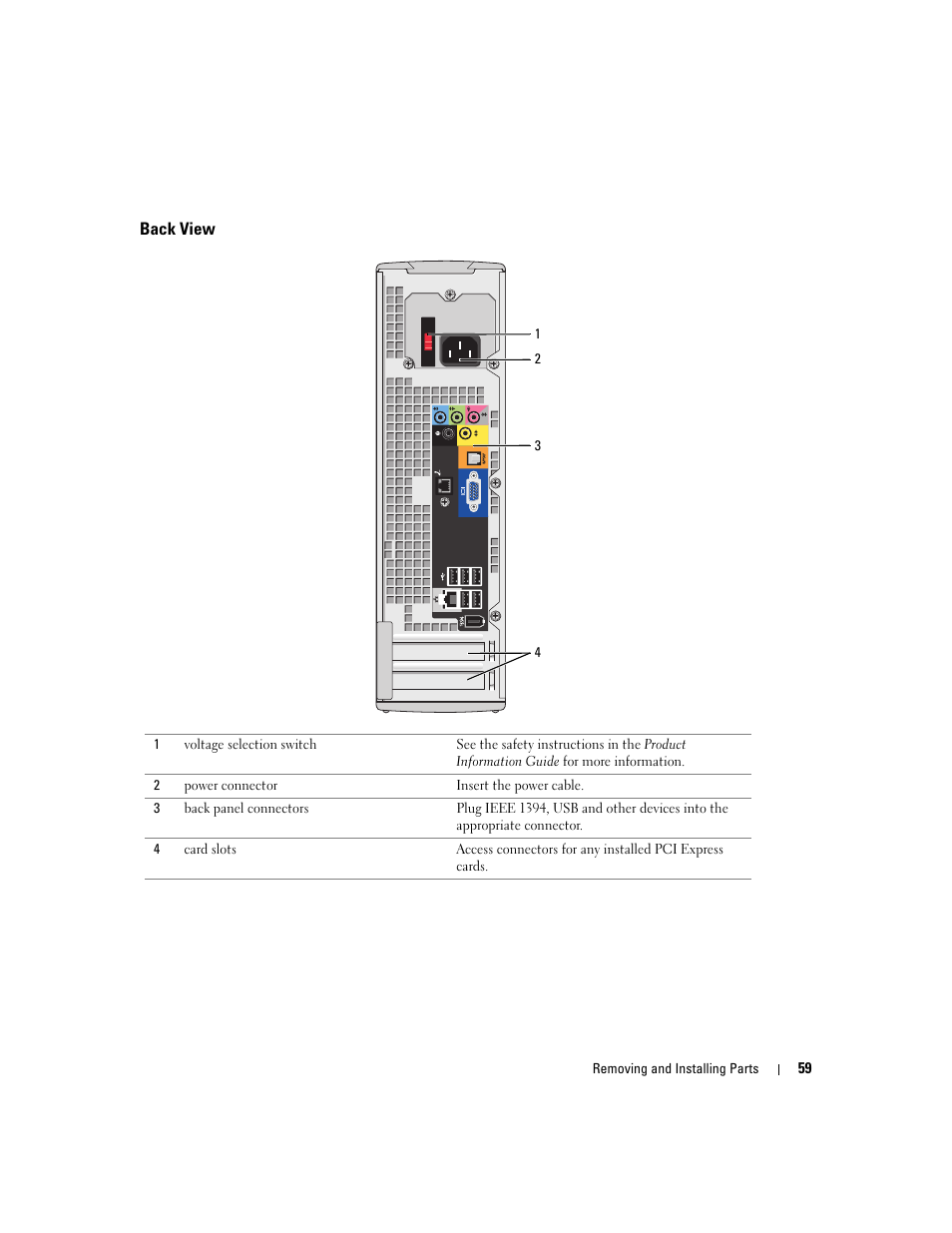 Back view | Dell XPS 200 User Manual | Page 59 / 132