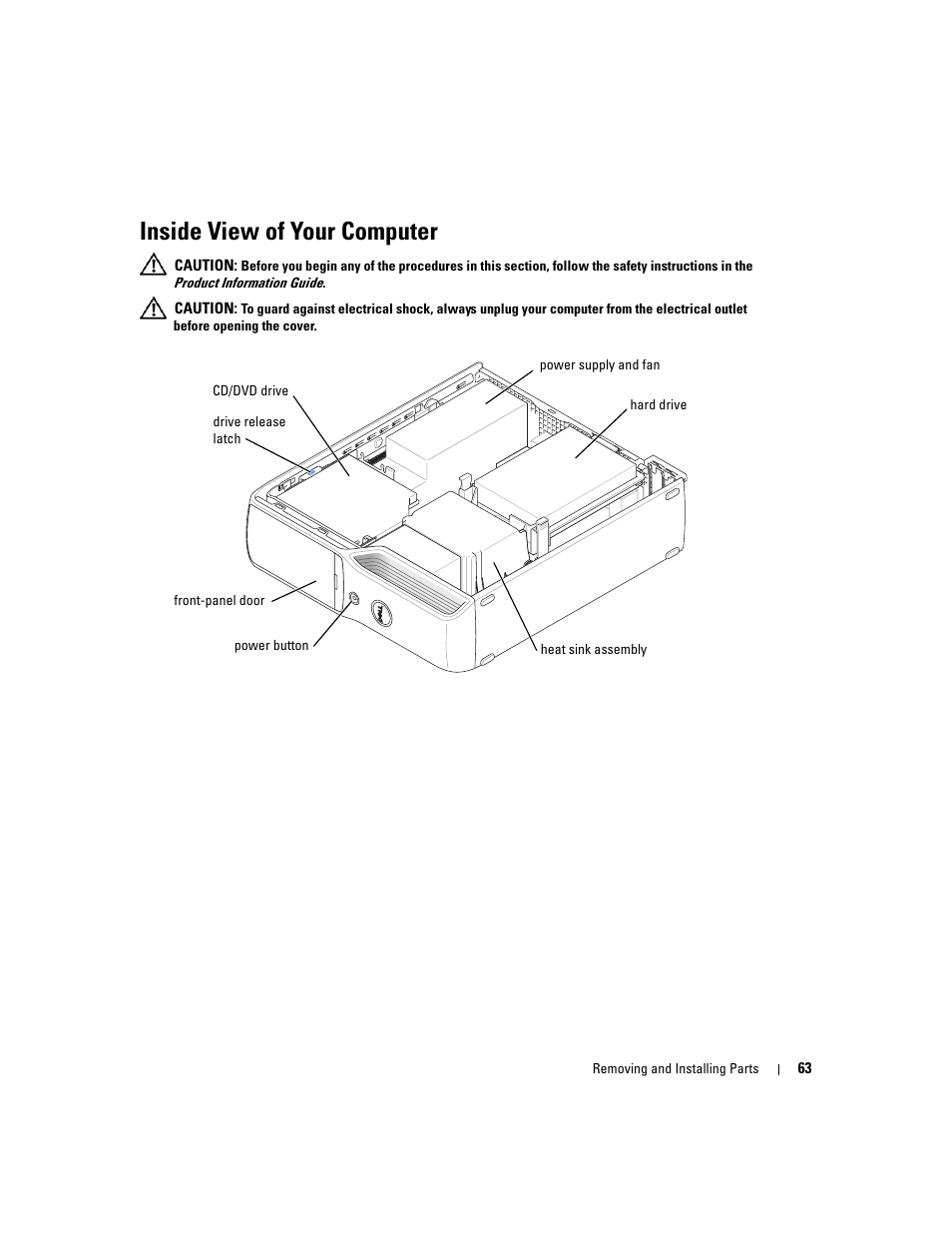 Inside view of your computer | Dell XPS 200 User Manual | Page 63 / 132