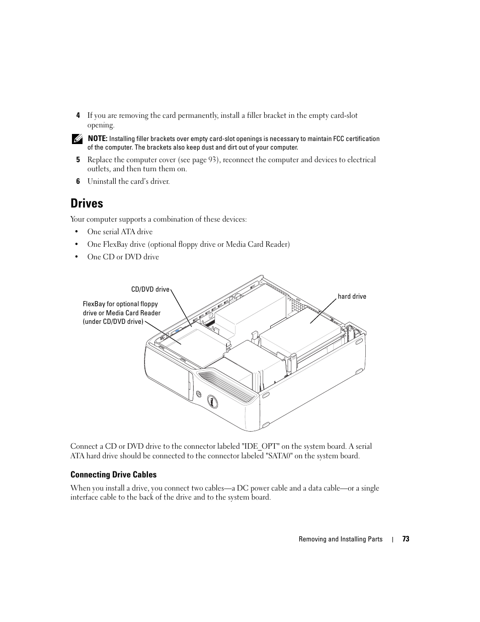 Drives, Connecting drive cables | Dell XPS 200 User Manual | Page 73 / 132