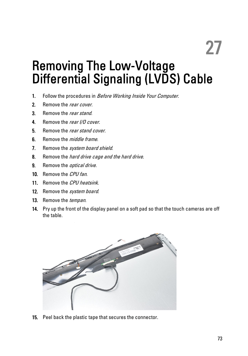 Cable | Dell Vostro 360 (Late 2011) User Manual | Page 73 / 101