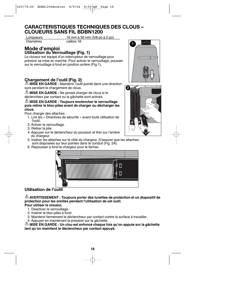 Mode d'emploi | Black & Decker BDBN1200 User Manual | Page 18 / 33