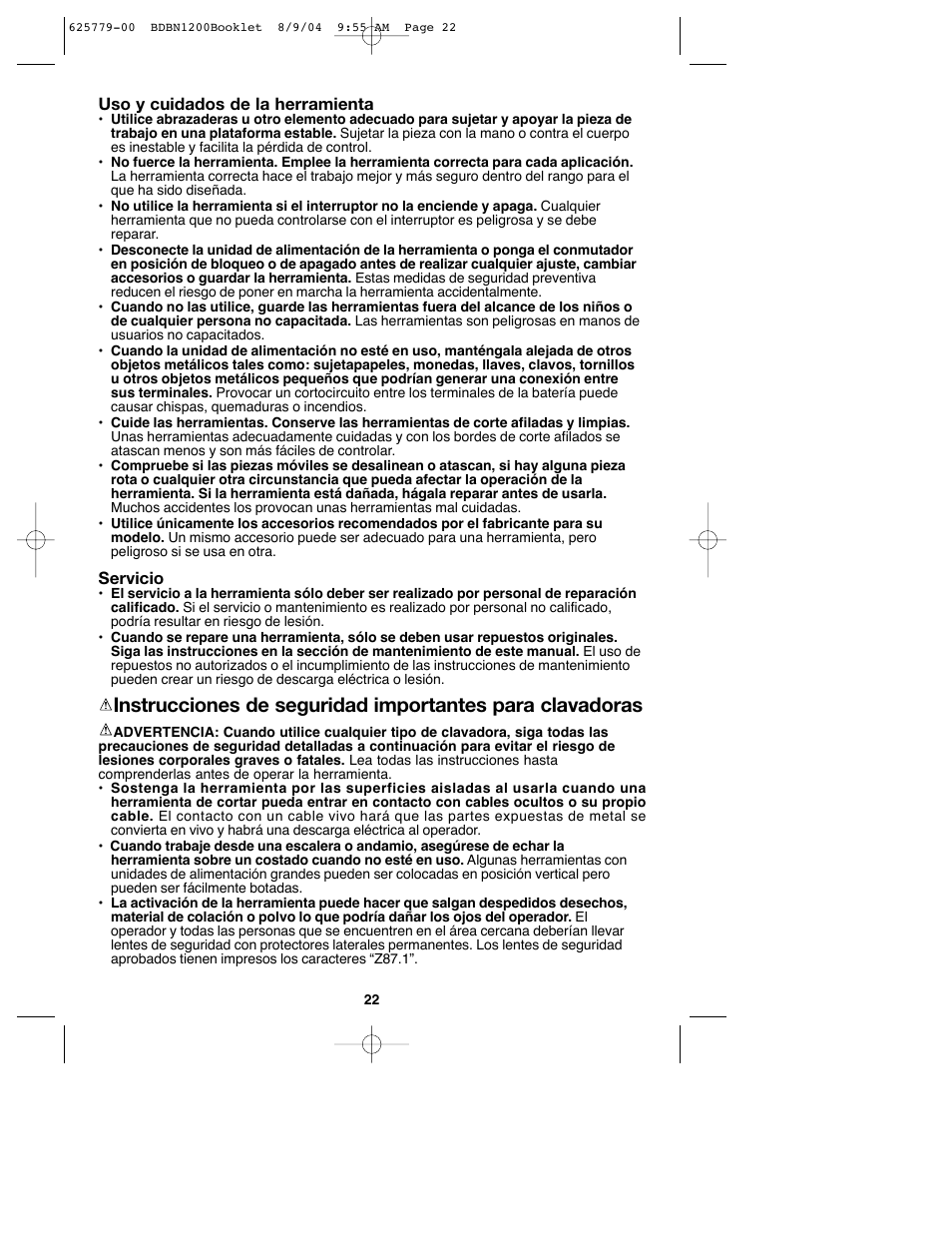 Black & Decker BDBN1200 User Manual | Page 22 / 33