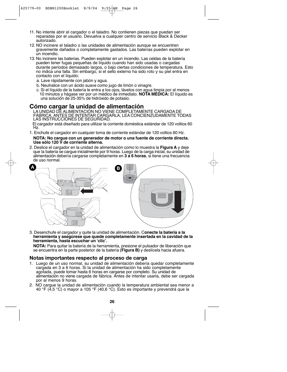 Cómo cargar la unidad de alimentación | Black & Decker BDBN1200 User Manual | Page 26 / 33