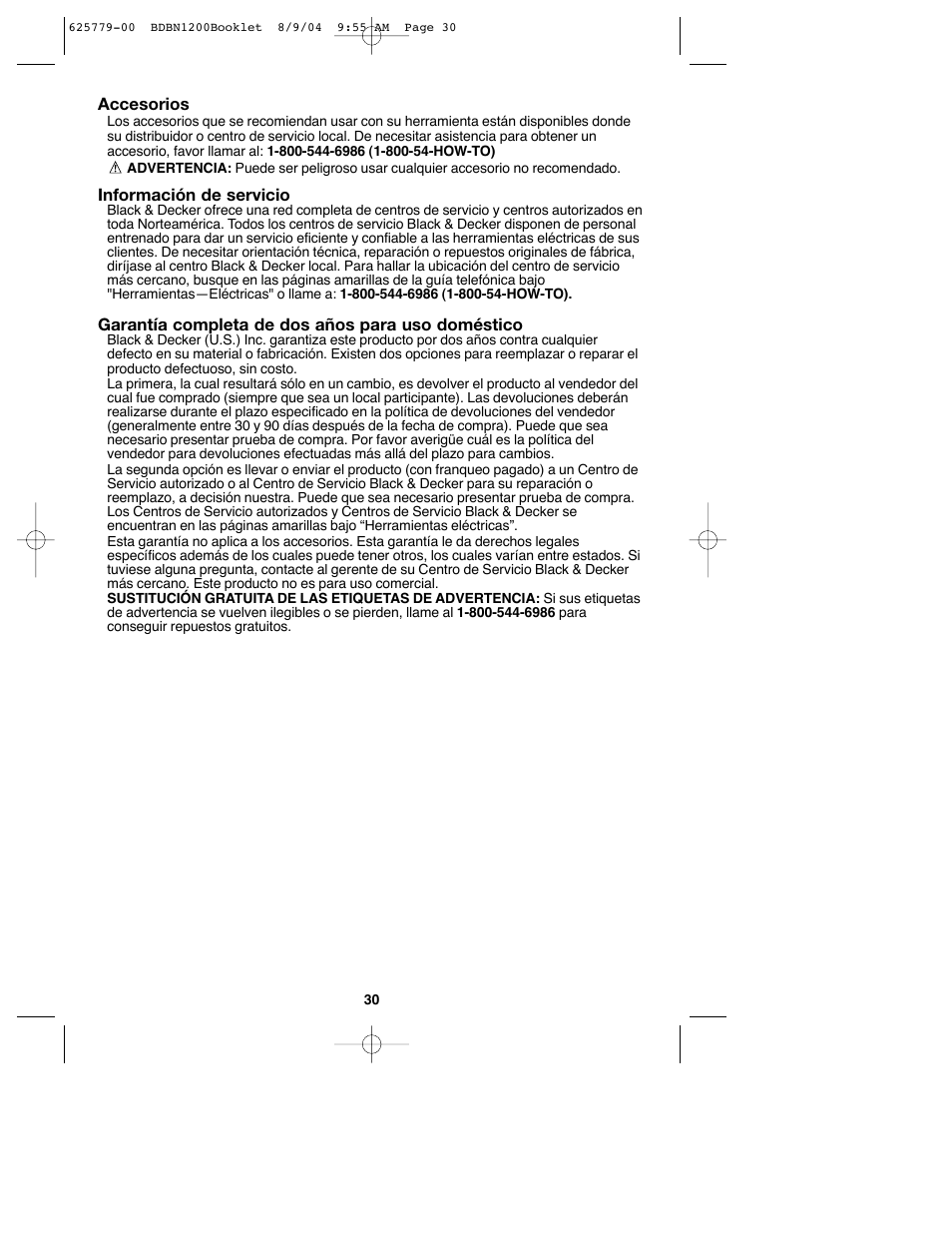 Black & Decker BDBN1200 User Manual | Page 30 / 33