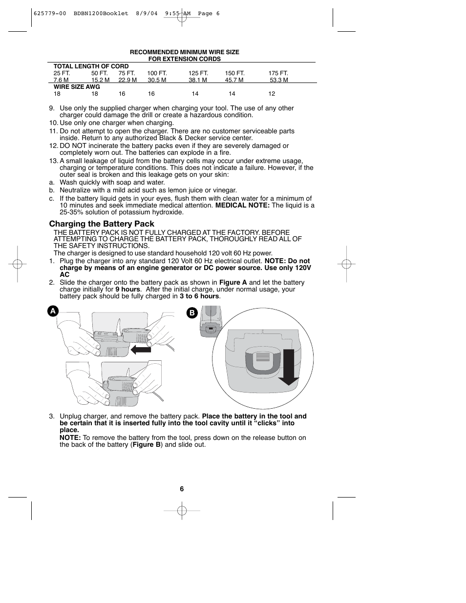 Charging the battery pack | Black & Decker BDBN1200 User Manual | Page 6 / 33