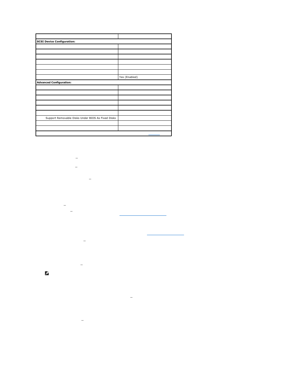 Scsi bus interface definitions, Boot device options, Scsi device configuration settings | Dell PowerEdge 6650 User Manual | Page 10 / 44